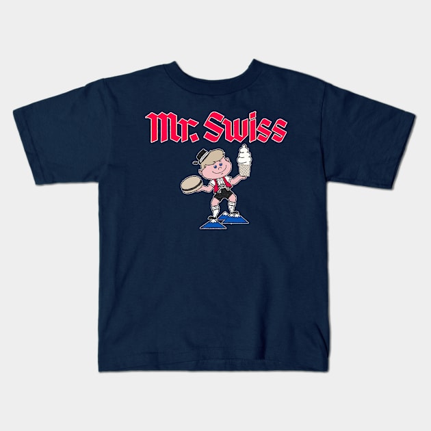 Mr. Swiss Restaurant Chain Kids T-Shirt by RetroZest